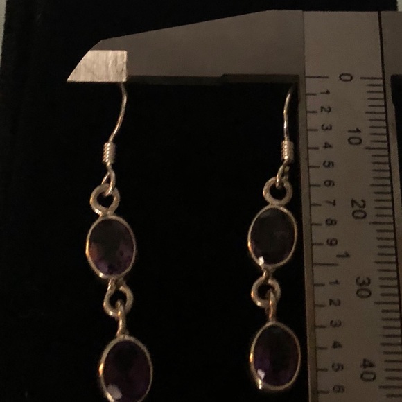 Sterling and amethyst dangle earrings - Picture 3 of 3